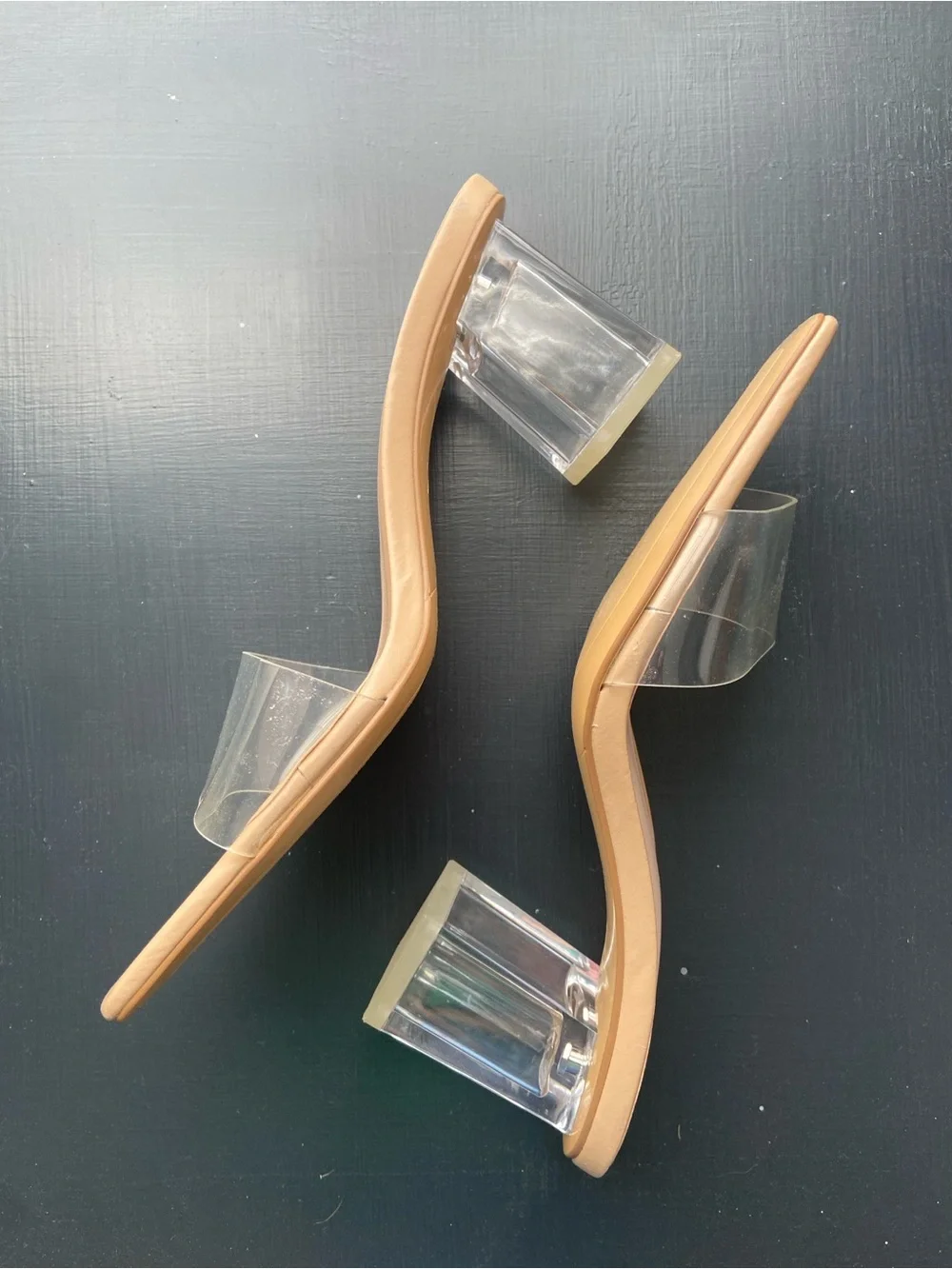 ZARA Tan Nude Clear-Strap Block Heel Mule Sandals - Picture 3 of 5